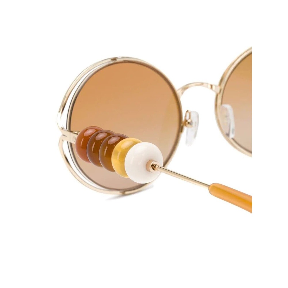 CHLOE WOMEN'S DILLIE OVAL GOLD SUNGLASSES WITH BEAD DETAIL, NWT, $466 - Picture 3 of 10